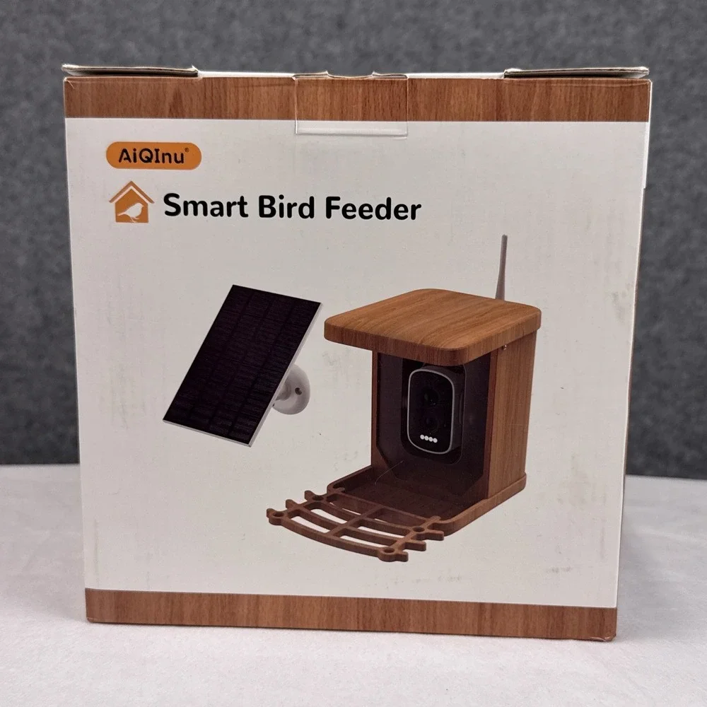 AiQinu Smart Bird Feeder with Camera Solar Powered AI Recognition HD Video WiFi